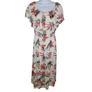 Justify Tropical Floral Print Off Shoulder Maxi Dress 1x